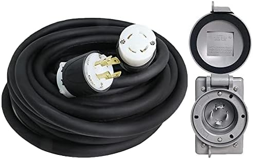 NEMA L14-30 Generator Extension Cord + Inlet Box - 30A 125/250V 10/4 SOOW - UL Listed - Iron Box Part # IBX-5805IN10G-50 (50 10/4 SOOW)