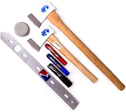 Official World Axe Throwing League Starter Kit with Hatchet Axe Target Stencil Markers &amp Whetstone