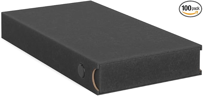 100 Pack – Child Resistant &amp Recyclable Slim Pre-Roll Paperboard Boxes with Press Button &amp Foam Insert – Sustainable Storage for Small Products (Black)