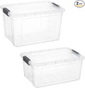 Superio Clear Storage Boxes with Lid 2 Pack Plastic Container Bins for Organizing Stackable Crates BPA Free Non Toxic Odor Free Organizers for Home Office School and Dorm (36 and 49 Qt)
