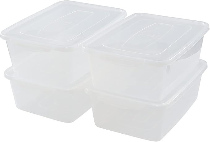 4-pack Clear Plastic Latching Storage Box Tote Bins with Lids 14 Quarts