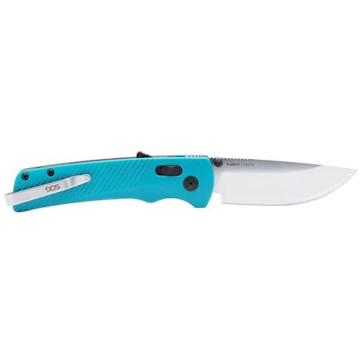 SOG Flash AT Daily Carry Ambidextrous Pocket Compact Folding Knife | Ergonomic Handle for Enhanced Grip | D2 Steel Blade Petrol Green/Satin