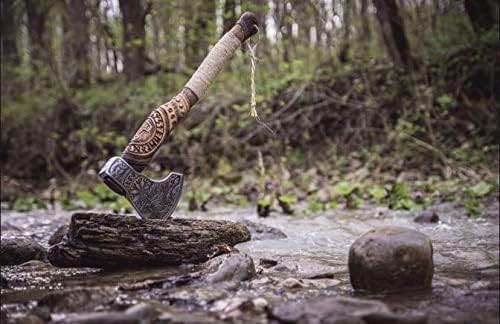 Custom Handmade Carbon Steel Viking AxeValentine's Day Gift Birthday Gift for him Leather Wrapped Handle and Leather Sheath (KH-005)