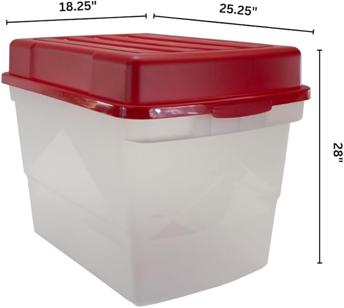 26 Gallon HI-TOP Storage Tote Clear Base with Red 4-Inch-Tall Lid 8-Pack