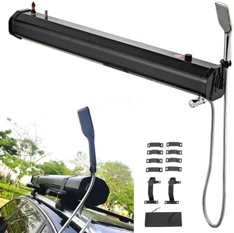 Lightweight 5.3Gal Pressurized Roof Rack Water Tank with Shower &amp 5.58FT Hose - Multi-Functional Overland Shower for SUVs Trucks Camping &amp Off-Road Adventures