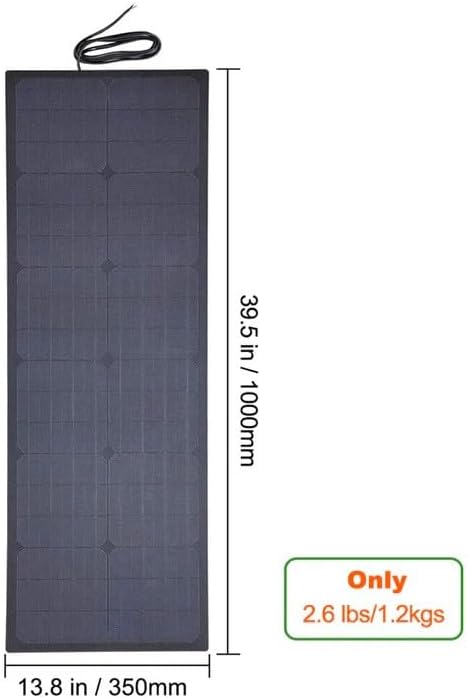 Lensunsolar 55W 12V ETFE Black Flexible Solar Panel with Solar Cable on Back Side PERC Mono Solar Cells Ultrathin Lightweight for Campers RVs Boats Camping Tent