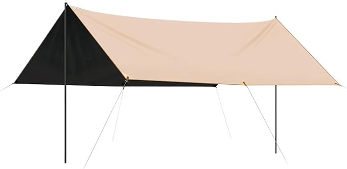1 Apricot-Colored Black Canopy Camping Tent Outdoor Gear for Beach Park and Wilderness Sunshade and Rainproof Shelter(23 Square Meters)
