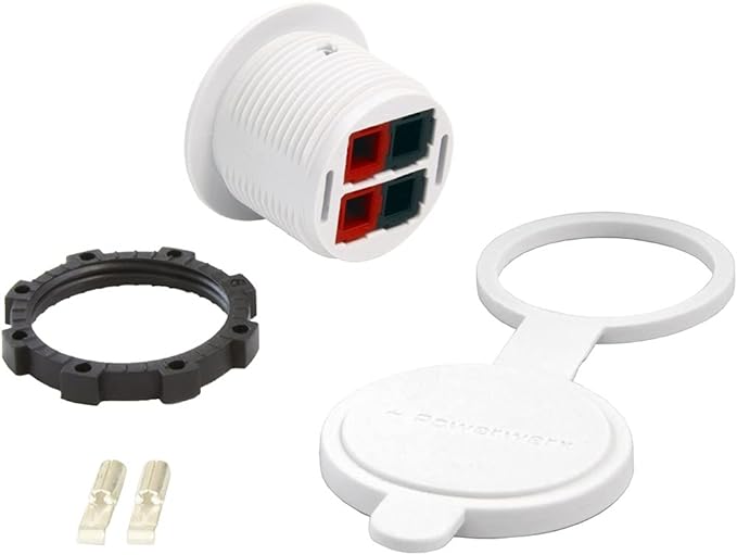 Powerwerx PanelPole2-White Panel Mount Housing for Two Anderson Powerpole Connectors with a Weather Tight Cover in White