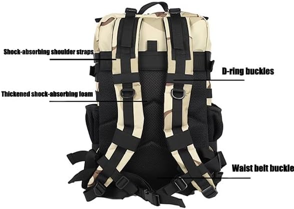 45L Military Tactical Backpacks Molle Army Assault Pack Bug Out Bag Hiking Treeking Rucksack Large Capacity Backpack Backpack(Gray)