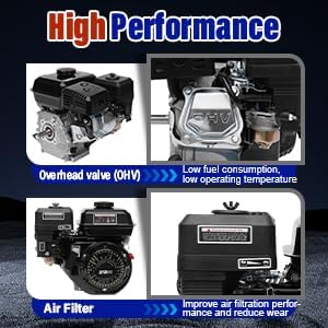 7.5 HP 4 Stroke Gas Engine 210CC Pull Start Petrol Engine Replaces Compatible for Honda GX160 Air Cooled Single Cylinder OHV Gas Engine Motor for Cleaning Machines (Black)