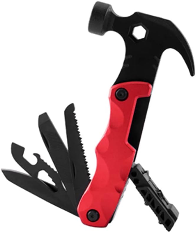 13 in 1 Camping Multitools Hammer Claw Hammer Tools with Foldable Hammer Plier Screwdriver Knife Bottle Opener Multitool Camping Gear for Outdoor Hunting Survival Emergency