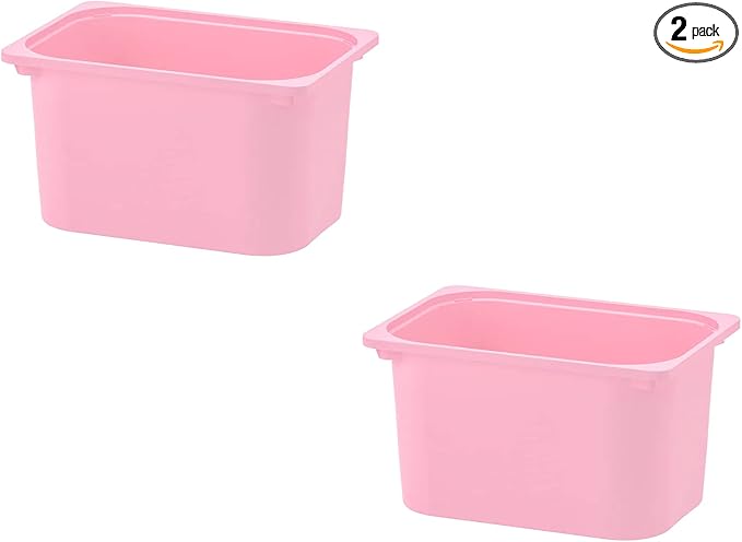 TROFAST Storage Box Pink 16 ½x11 ¾x9  Stackable Containers/Bins/Baskets Compatible with Trofast Frames and Lids Made of Polypropelene Pack of 2