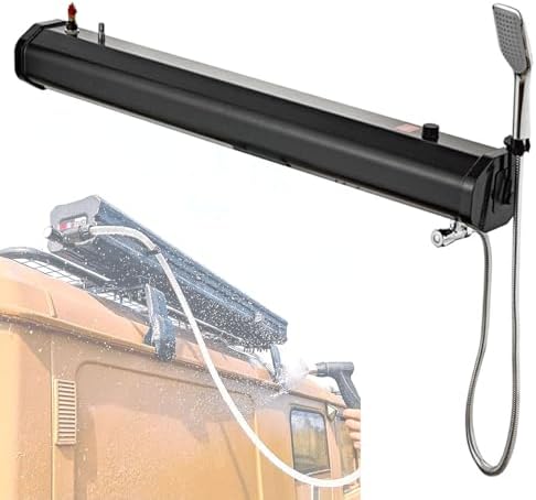 Portable Camping Shower - 18L/30L Aluminum Sun-Heated Water Tank with Shower Head - No Pump Ideal for Beach Surfing Pet Washing &amp Outdoor Activities 7.9 Gallons