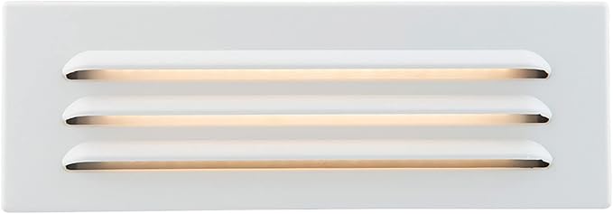 WAC Landscape Lighting 9in 12V LED Horizontal Louvered Surface Mounted Indoor or Outdoor Step Light and Wall Light 3000K Warm White Built-in LED in White