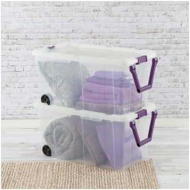 40 Gallon Wheeled Industrial Tote with Drip-Resistant Lid Ergonomic Handle and Large Wheels Heavy-Duty Storage Solution Set of 2