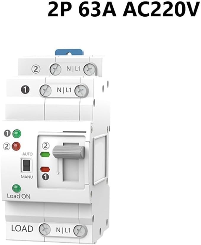 Dual Power Automatic Electrical Transfer Switch for ATS 2P 63A 220V Generator Compatible Seamless Power Supply