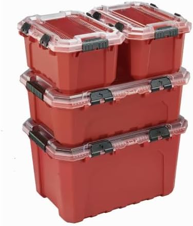 5-Gallon Professional Heavy-Duty Waterproof Stackable Plastic Storage Container with Hinged Lid in Red WA96586