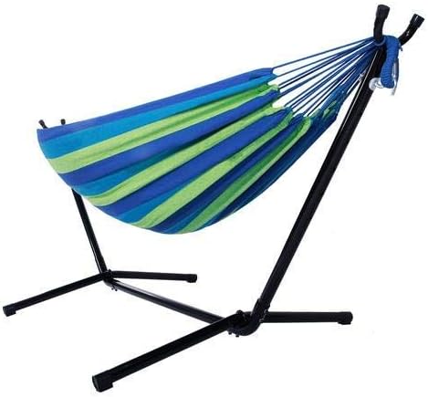 Double Hammock Two Person Adjustable Hammock Bed with Space Saving Steel Stand Includes Portable Carrying Case Easy Set Up