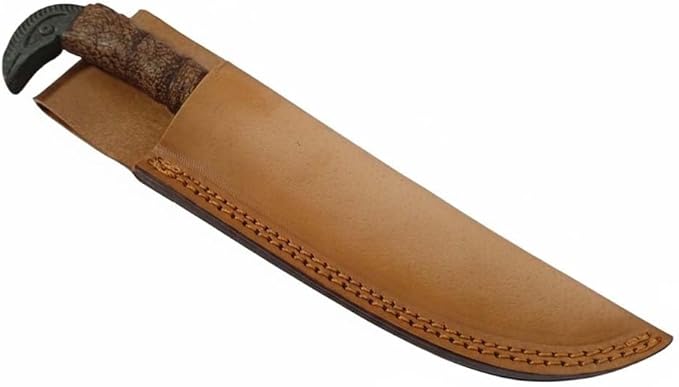 Hand Forged 6.5 Odin's Raven Norse Viking Knife Carbon Steel Blade Raven's Head Hilt Leather Sheath Medieval Seax Style for Hunting and Camping (Brown)