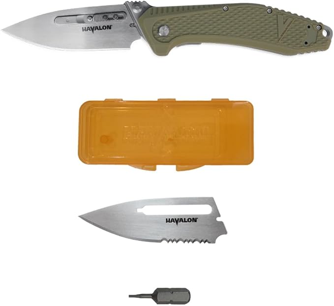 Havalon Knives REDI Hunting Knife - Ultra-Sharp Lightweight Replaceable Blade Folding Knife for Hunting Fishing and Outdoor Adventure – Green