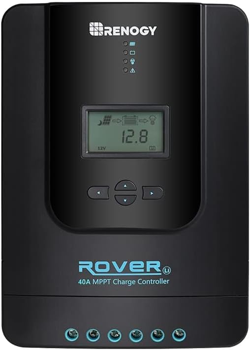 Renogy Charge Controller-Rover 40A MPPT 12V/24V Auto-Detect LCD Display | 99.9% Efficiency for Gel/Flooded/Lithium Batteries | Dual-Peak Tracking &amp Modbus Support (40A 12V/24V)