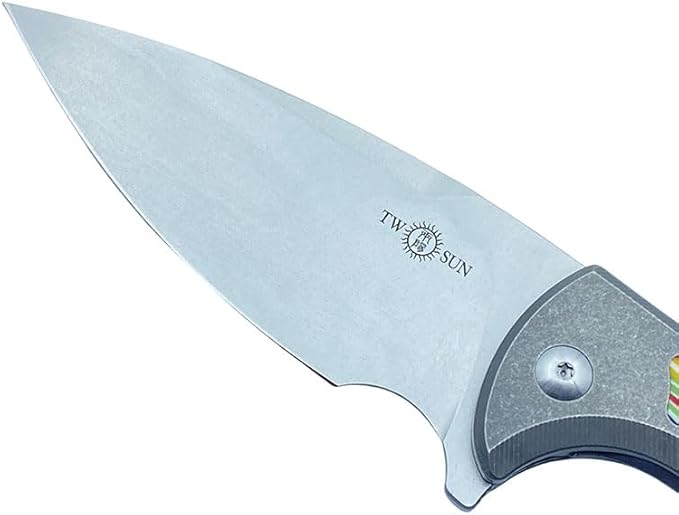 TWO SUN Folding Knife TS465-14C28N-StoneWash 14C28N Blade Tc4 Titanium and G10 Handle Edc Tool