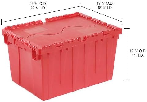 Monoflo Global Industrial Distribution Container With Hinged Lid 23-3/4x19-1/4x12-1/2 Red
