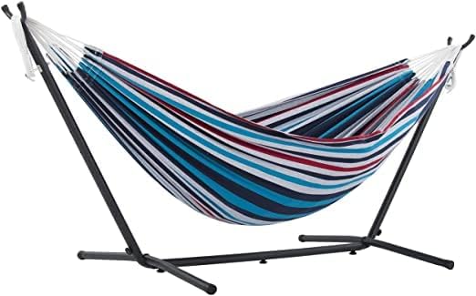 450lbs Capacity Double Hammock Adjustable Hammock Bed with 9ft Heavy Duty Steel Stand Includes Portable Carrying Case Easy Set up