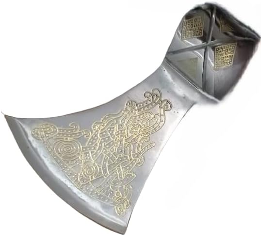Viking Axe Blade Forged Camping Axe High Carbon Steel EN 45 Sharp Blade Viking Bearded Nordic Handmade Camping Axe Hatchet-Norse Axe Tomahawk Vikings Bearded A16 Axe AZHAN STEEL CRAFT