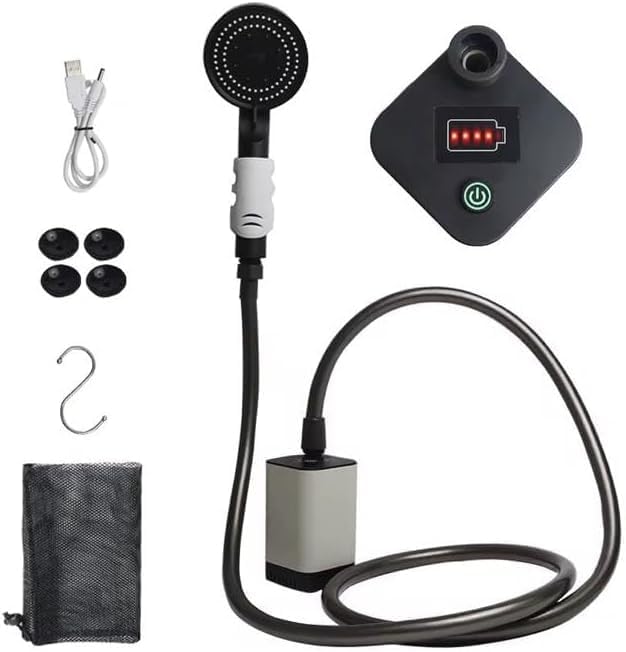 Portable Shower for Camping USB Rechargeable Portable Shower Pump with Digital Display Battery Powered Camping Shower Head for Outdoor Hiking Pets &amp Travel
