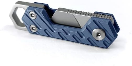 VLKN Micro Titanium Folding Knife - Ultra-Lightweight Compact EDC Utility Knife with Grade 5 Titanium Handle &amp AUS-8 Stainless Steel Blade (Blue)