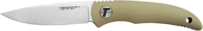 TONIFE Nova 2.68'' Blade Mini Neck Knife Full Tang Fixed Blade Knife with Kydex Sheath and Adjustable Paracord Lanyard for Camping Outdoor Survival Tool (Warmer Sand+Stonewash)