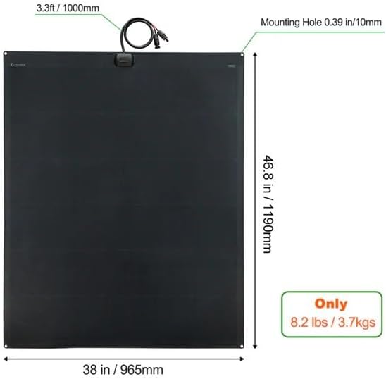 LensunSolar Flexible Solar Panel 240W 12V ETFE 46.8in x 38in Semi-Flexible Bendable Mono Solar Panel High Efficiency 240 Watt for RV Van Roof TopCamping Home Boat Marin