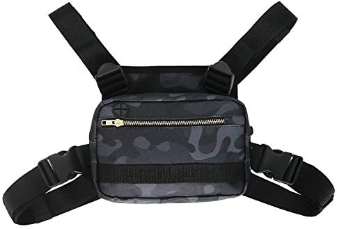 Outdoor Chest Rig Bag For Men Tactical EDC Chest PackBuilt-In Headphone hole Lightweight Utility Chest Rig Pouch For Running Cycling Workouts Hiking (Color : BlackCamouflage)