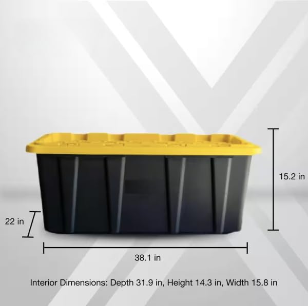 40-Gallon Durable Storage Tote in Black with Yellow Lid TB60217