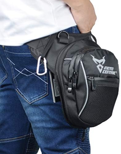Hebetag Oxford Waist Pack Motorcycle Drop Leg Bag for Men Women Thigh Waist Bum Hip Fanny Belt Bag Purse Pouch Outdoor Travel Hiking Cycling Tactical Outdoor Sports Daypack (#06Black(GrayLogo))