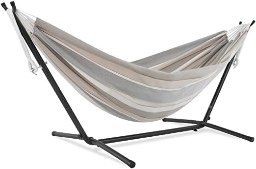 450lbs Capacity Double Hammock Adjustable Hammock Bed with 9ft Heavy Duty Steel Stand Includes Portable Carrying Case Easy Set up