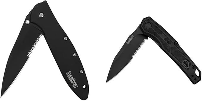 Kershaw Leek Black Serrated 3 Blade Pocketknife Bundle Appa 2.75 Serrated Tactical Folding Pocket Knife