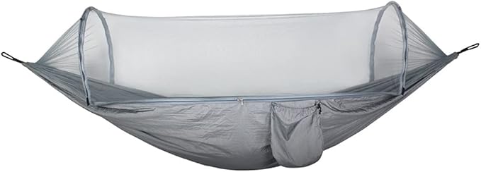 Portable Hammock Portable Camping Hammock Swing Bed Patio Hammocks with Net Carabiners for Outdoor Beach Garden Backyard for Backpacking Beach (Color : Grey)