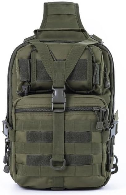 Tactical Sling Bag ventilated Pack Military Rover Shoulder Backpack EDC removable Water-Resistant breathable(Khaki)