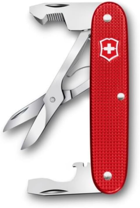 Victorinox Companion Slim Alox Pocket Tool 6 Functions with Scissors Pack Opener Screwdriver Swiss Made - Red
