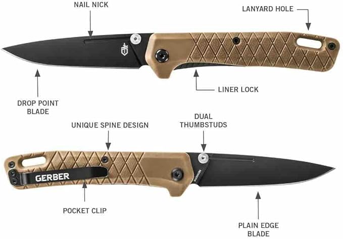 Gerber Gear Zilch Pocket Knife with 3.1 Plain Edge Blade Folding Knife with Clip Lightweight EDC Gear and Equipment