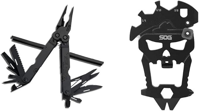 SOG PowerLock Multi-Tool (B61N-CP) + SOG MacV Tool SM1001 - Hardcased Black 12 Tools in One