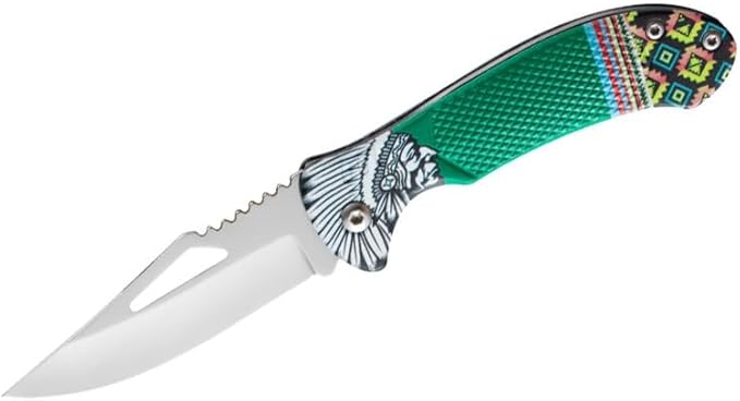 Folding Knife With 3D Retro Embossed Patternfor Camping Hiking Outdoor Survival Unboxing Tool Fishing Hunting Gear (A3)
