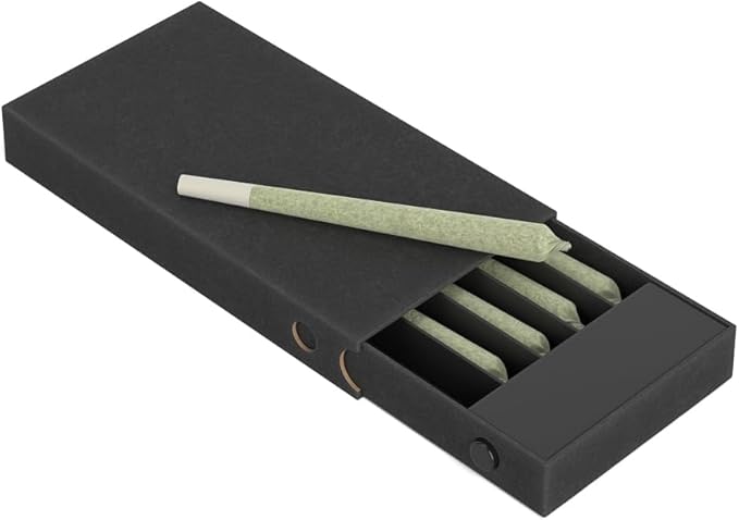 100 Pack – Child Resistant &amp Recyclable Slim Pre-Roll Paperboard Boxes with Press Button &amp Foam Insert – Sustainable Storage for Small Products (Black)