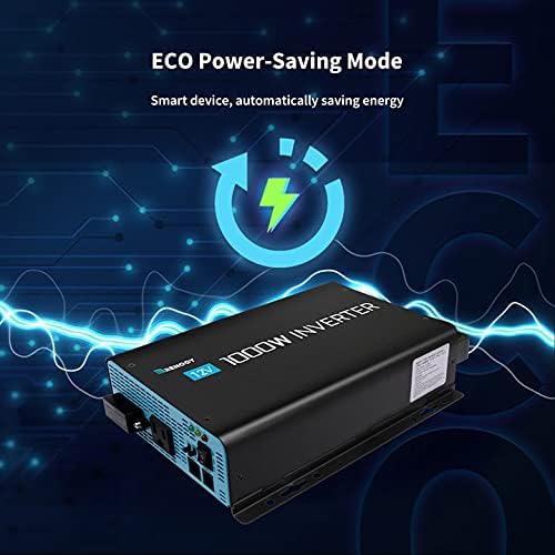 Renogy 1000W Pure Sine Wave Inverter with ECO Mode 12V DC to AC 120V 110V Converter for Off-Grid Solar System Home RV Solar Power Inverter with Remote Switch Surge 2000W