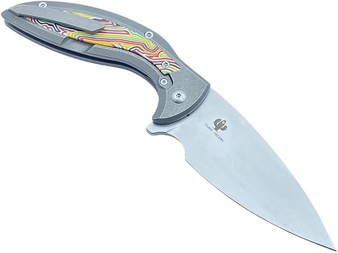 TWO SUN Folding Knife TS465-14C28N-StoneWash 14C28N Blade Tc4 Titanium and G10 Handle Edc Tool