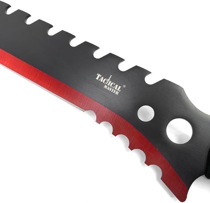 Tactical Flame Skull Machete with 3 Throwing Knives Set