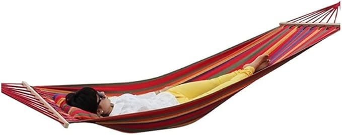 Portable Hammock Portable Outdoor Canvas Camping Hammock Bend Wood Stick Steady Hamak Garden Swing Hanging Chair for Backpacking Beach (Color : B)