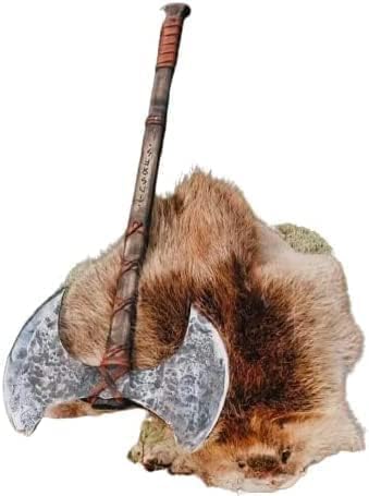 40” Two Handed Large Berserker Axe Norse AxesScandinavian Style Viking Dane Ax Double Headed Functional Viking Battle (Two Hand Double Headed Axe)